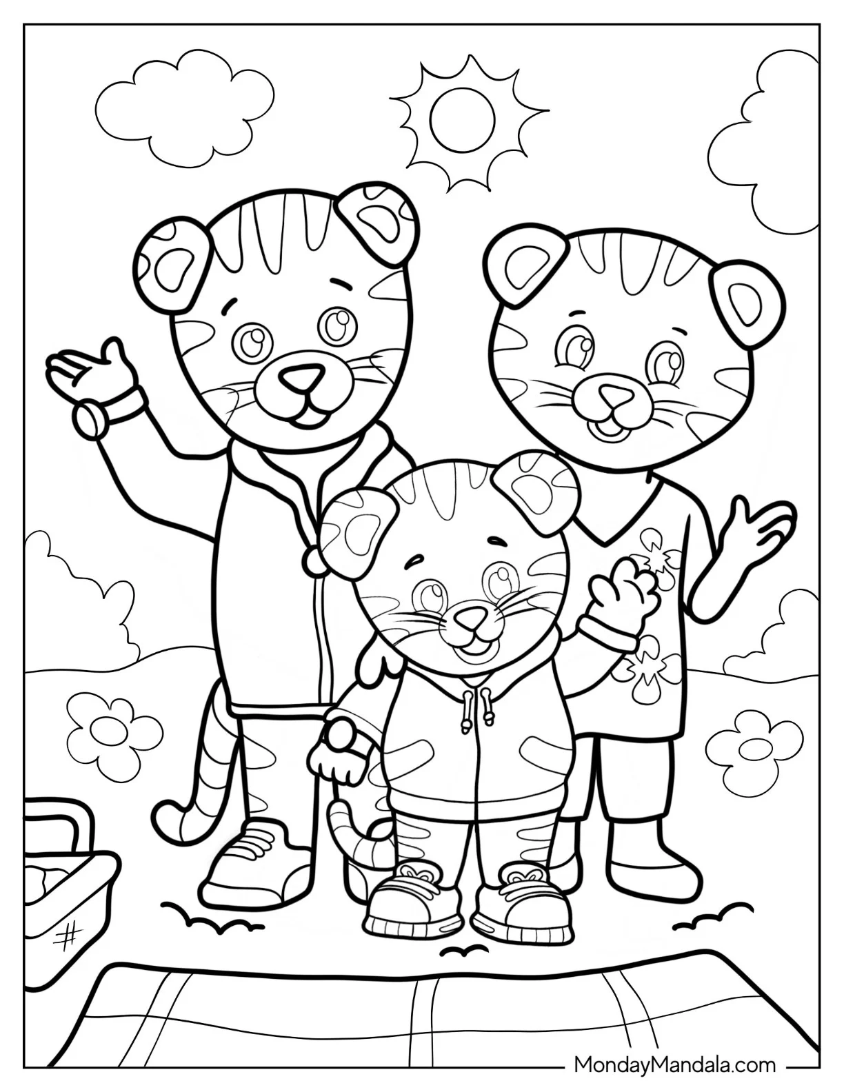 Daniel Tiger Coloring Page With Mom And Dad Tiger coloring page — printable line art