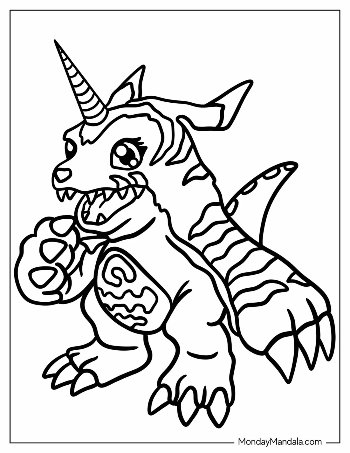 Digimon Coloring Page Of Cute Gabumon For Kids coloring page