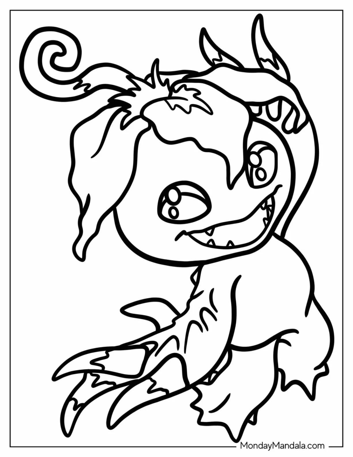 Digimon Coloring Page Of Easy Palmon Outline For Preschoolers coloring page