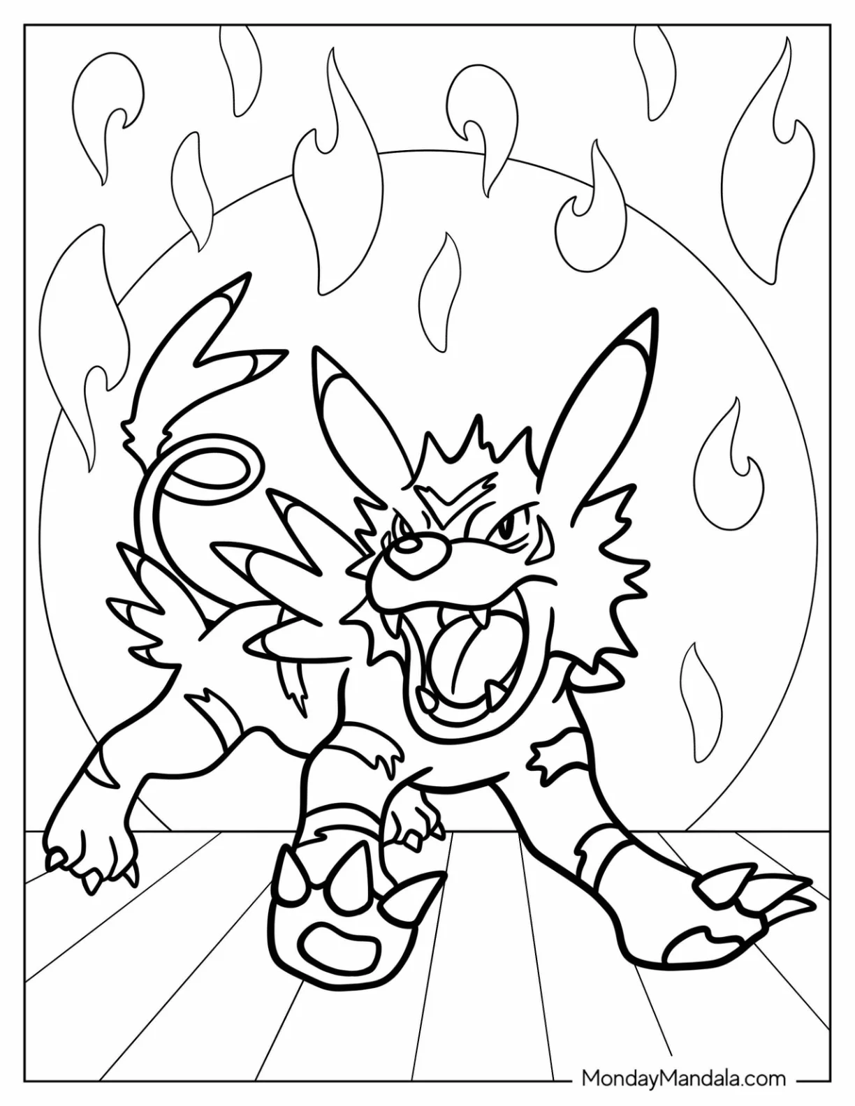 Digimon Coloring Page Of Garurumon Growling For Kids coloring page