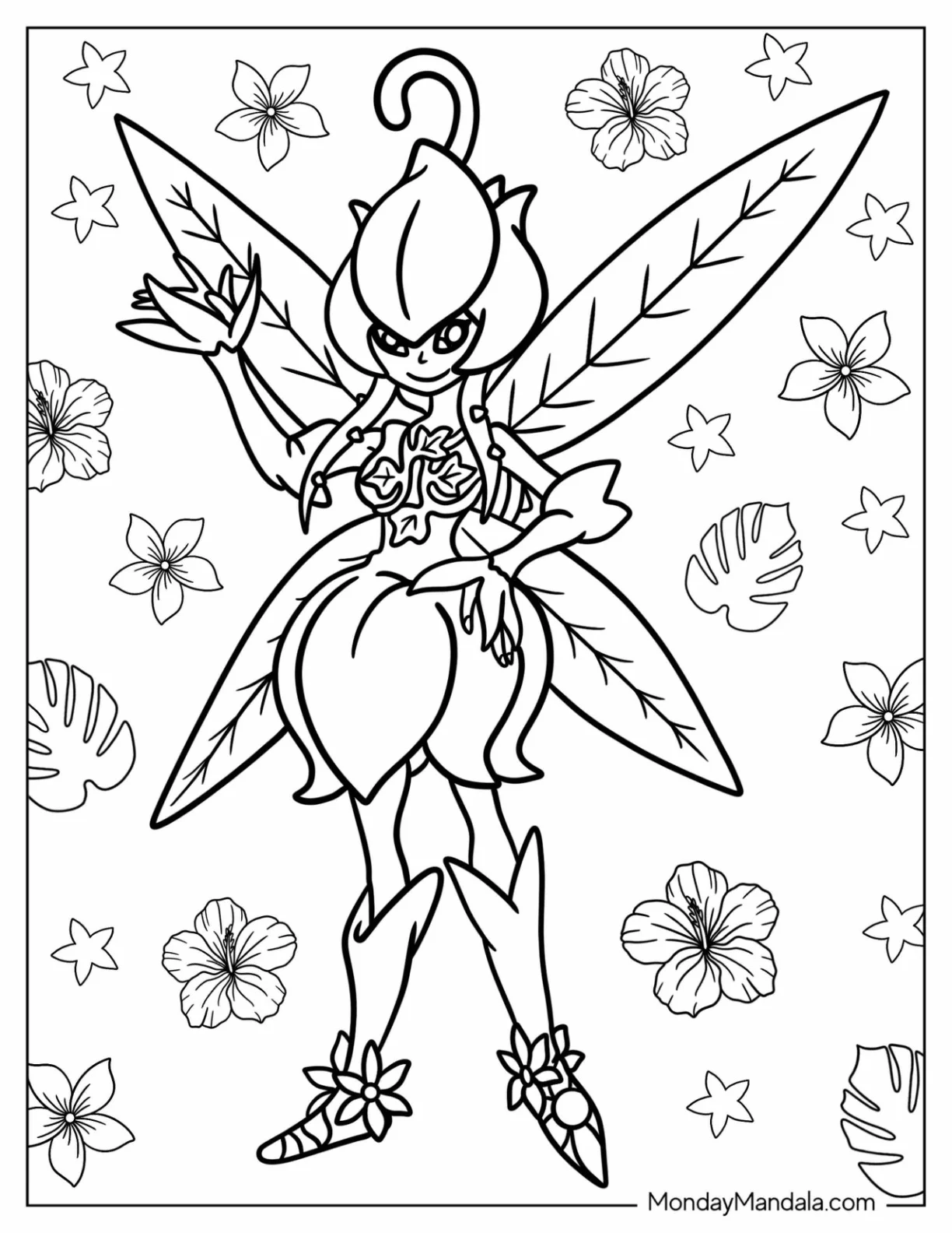 Digimon Coloring Page Of Kawaii Lilimon Smiling coloring page