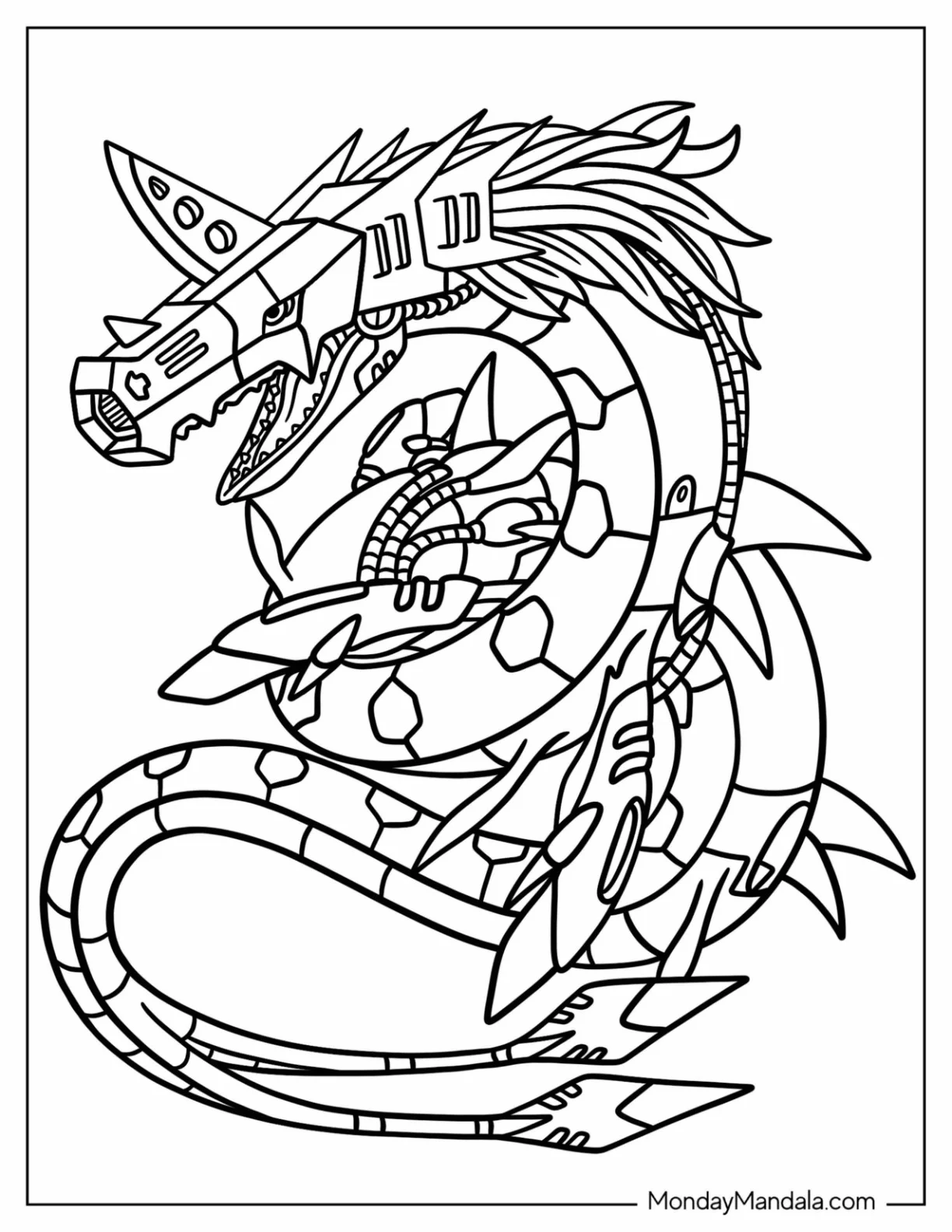 Digimon Coloring Page Of Metal Seadramon coloring page