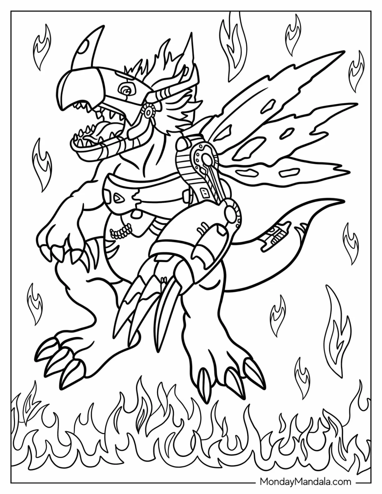 Digimon Coloring Page Of Metalgreymon Roaring coloring page