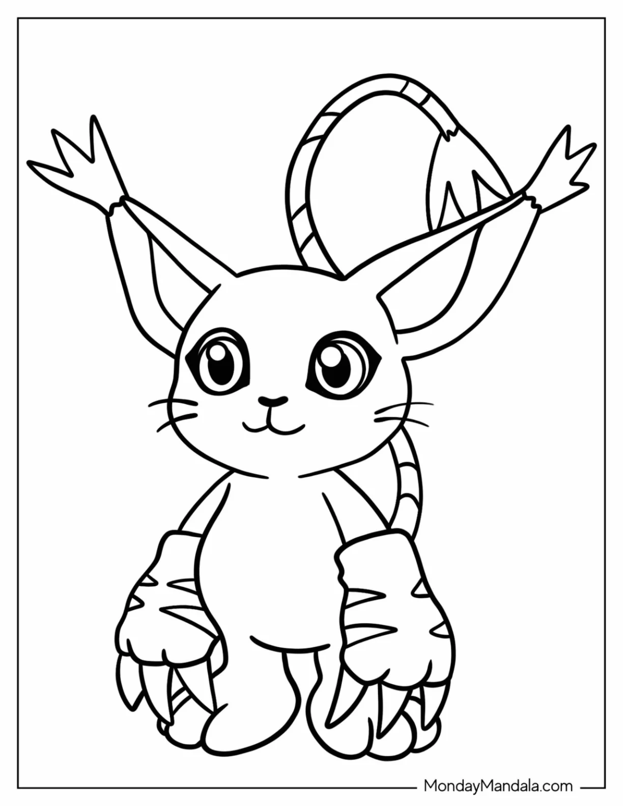 Digimon Coloring Page Of Smiling Gatomon coloring page