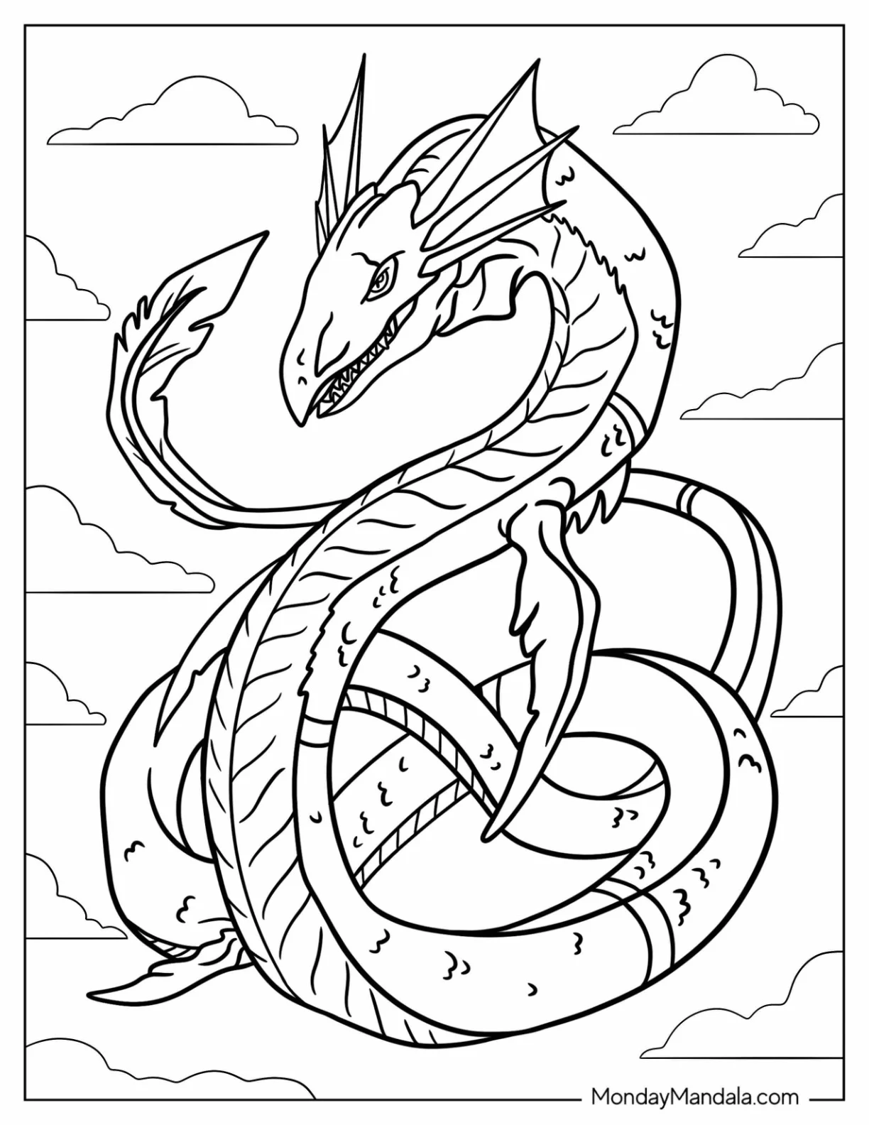 Majestic Seadramon Digimon Coloring Page coloring page