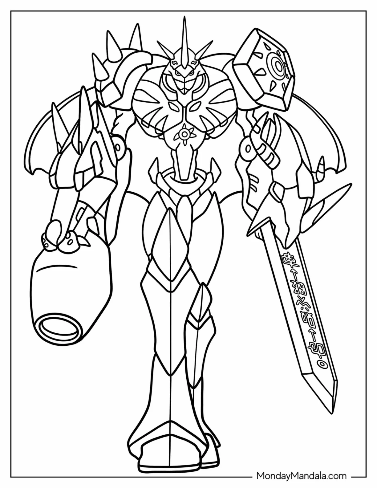 Simple Digimon Coloring Page Of Omnimon coloring page