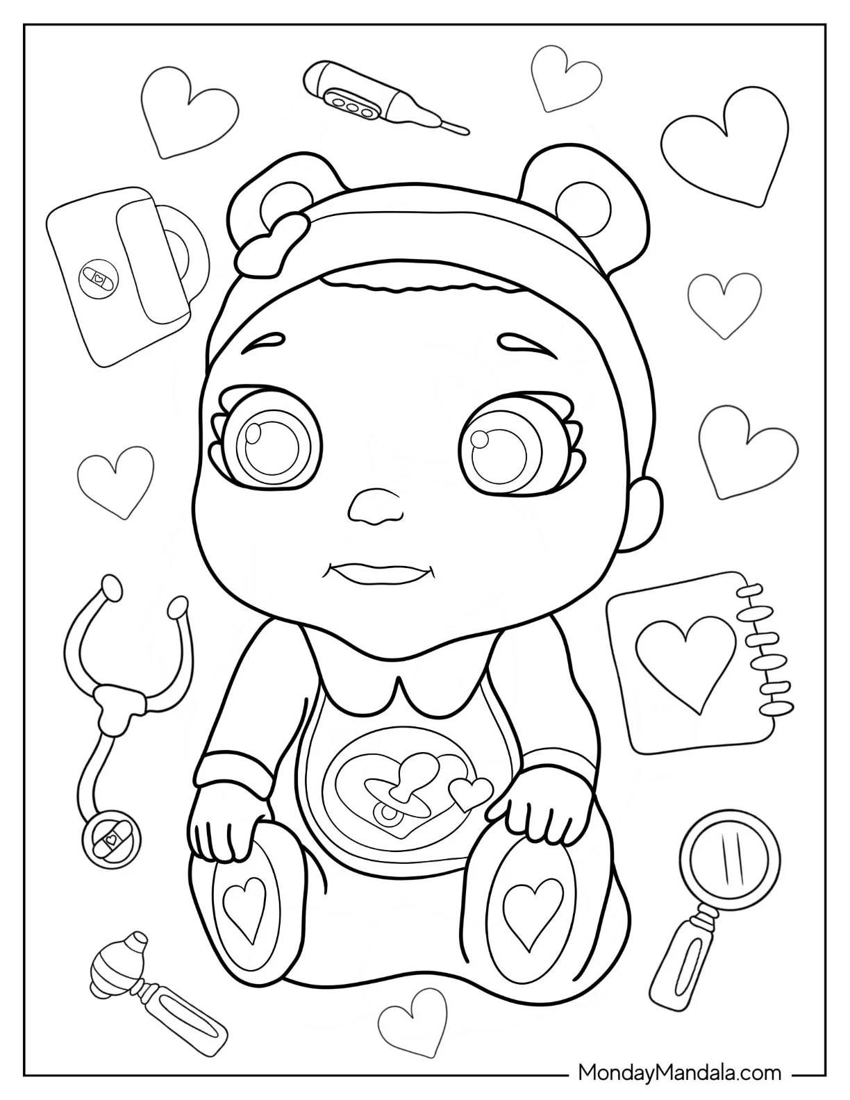 Doc McStuffins Coloring Page Of Cute Cece McStuffins coloring page — printable line art