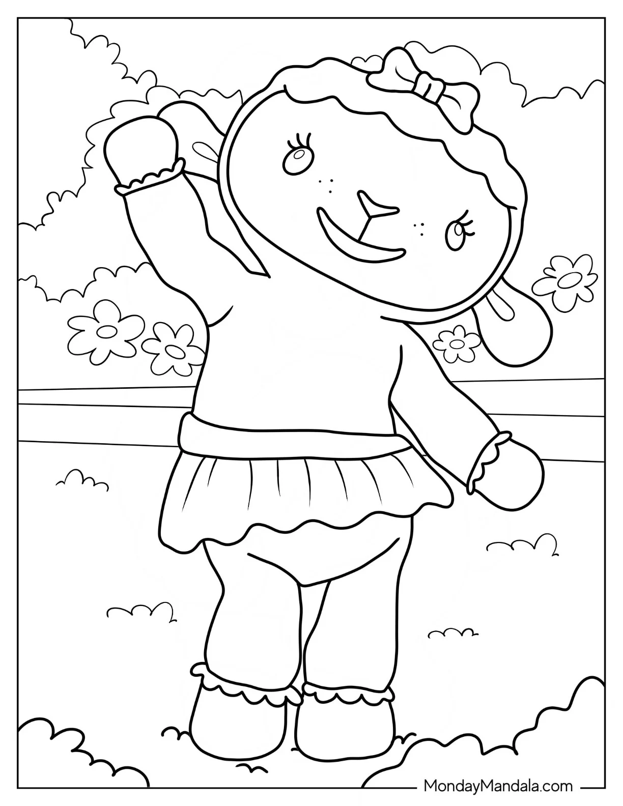 Doc McStuffins Coloring Page Of Cute Lambie Waving For Preschoolers coloring page