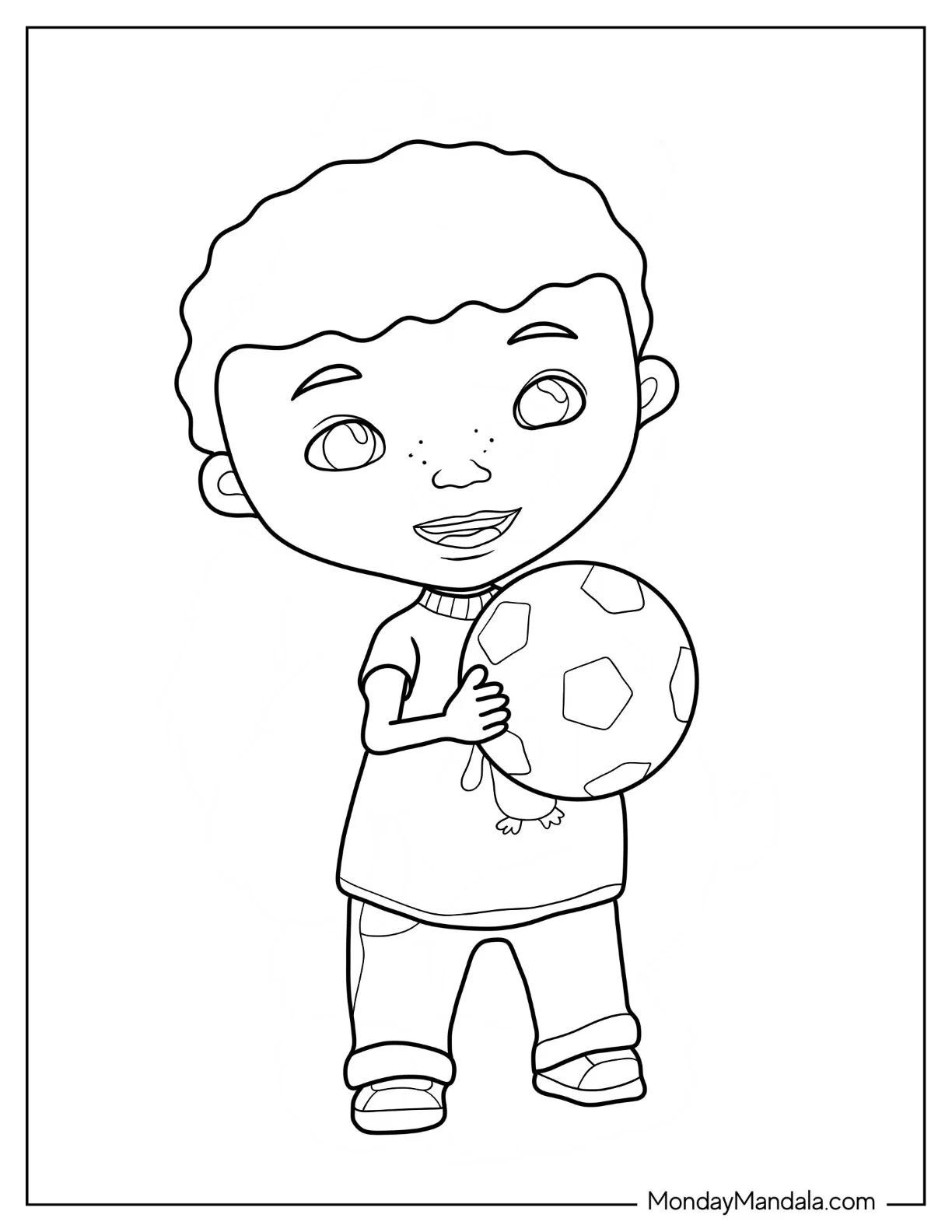 Doc McStuffins Coloring Page Of Donny McStuffins Holding Soccer Ball coloring page