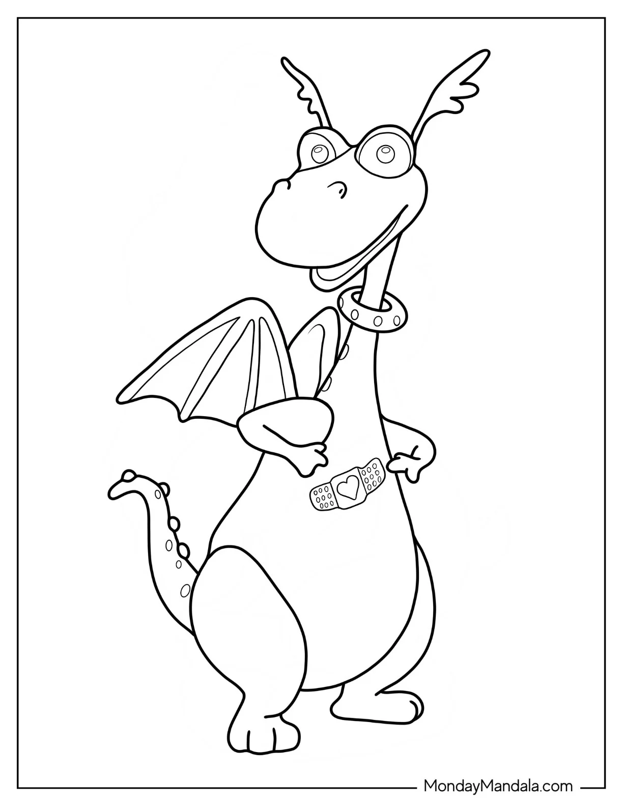 Doc McStuffins Coloring Page Of Stuffy The Dragon Wearing Bandage On Chest coloring page