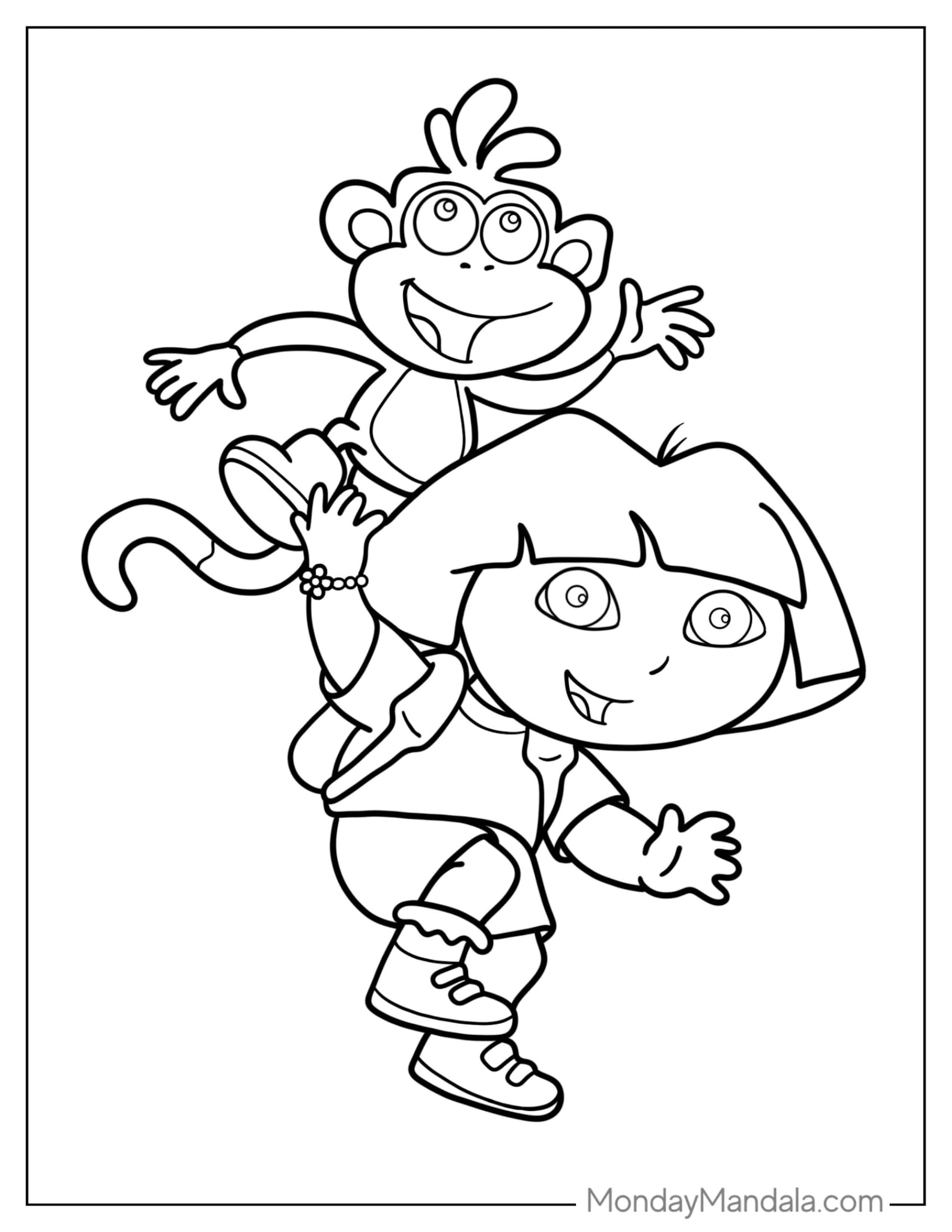 Easy Coloring Page Of Dora And Boots coloring page