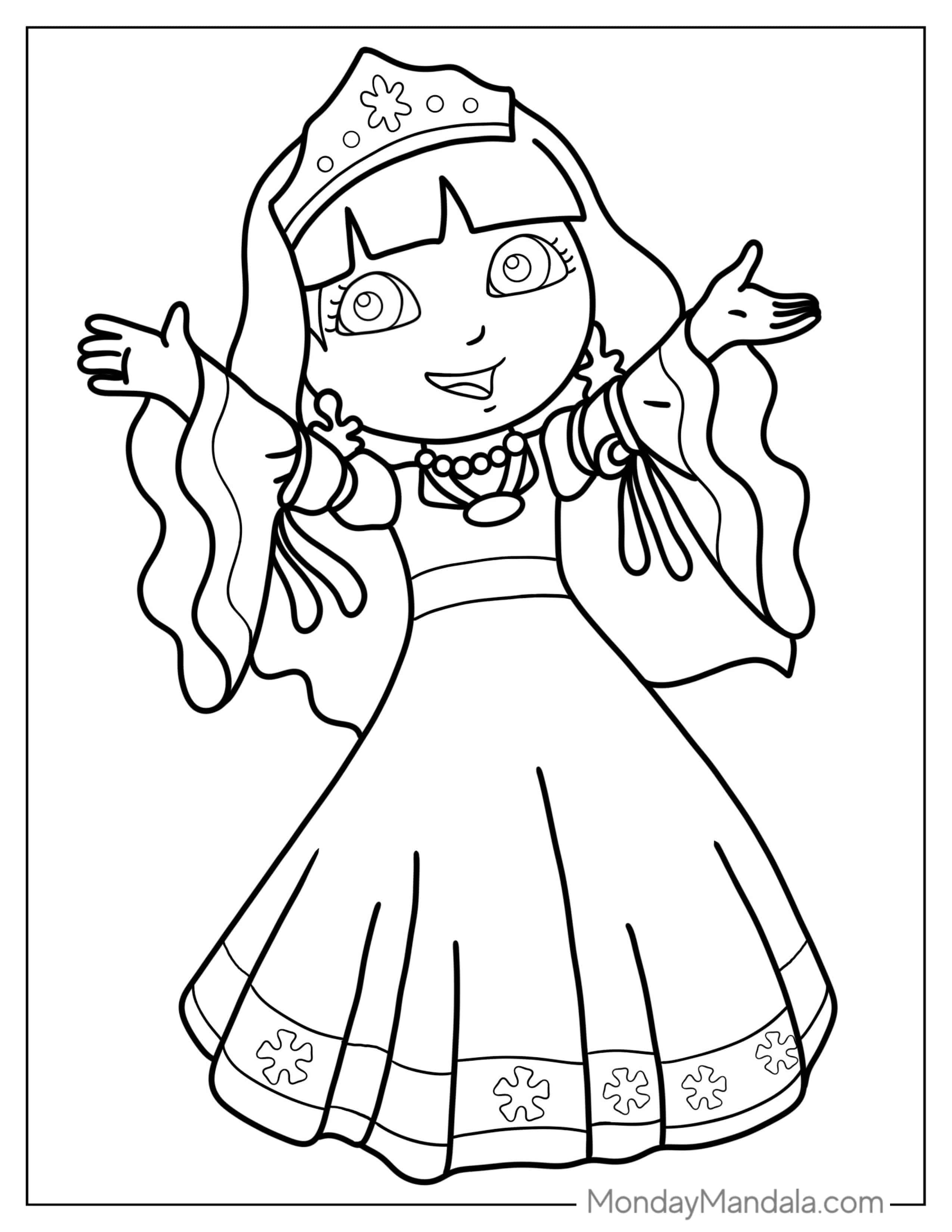 Princess Dora Coloring Page coloring page