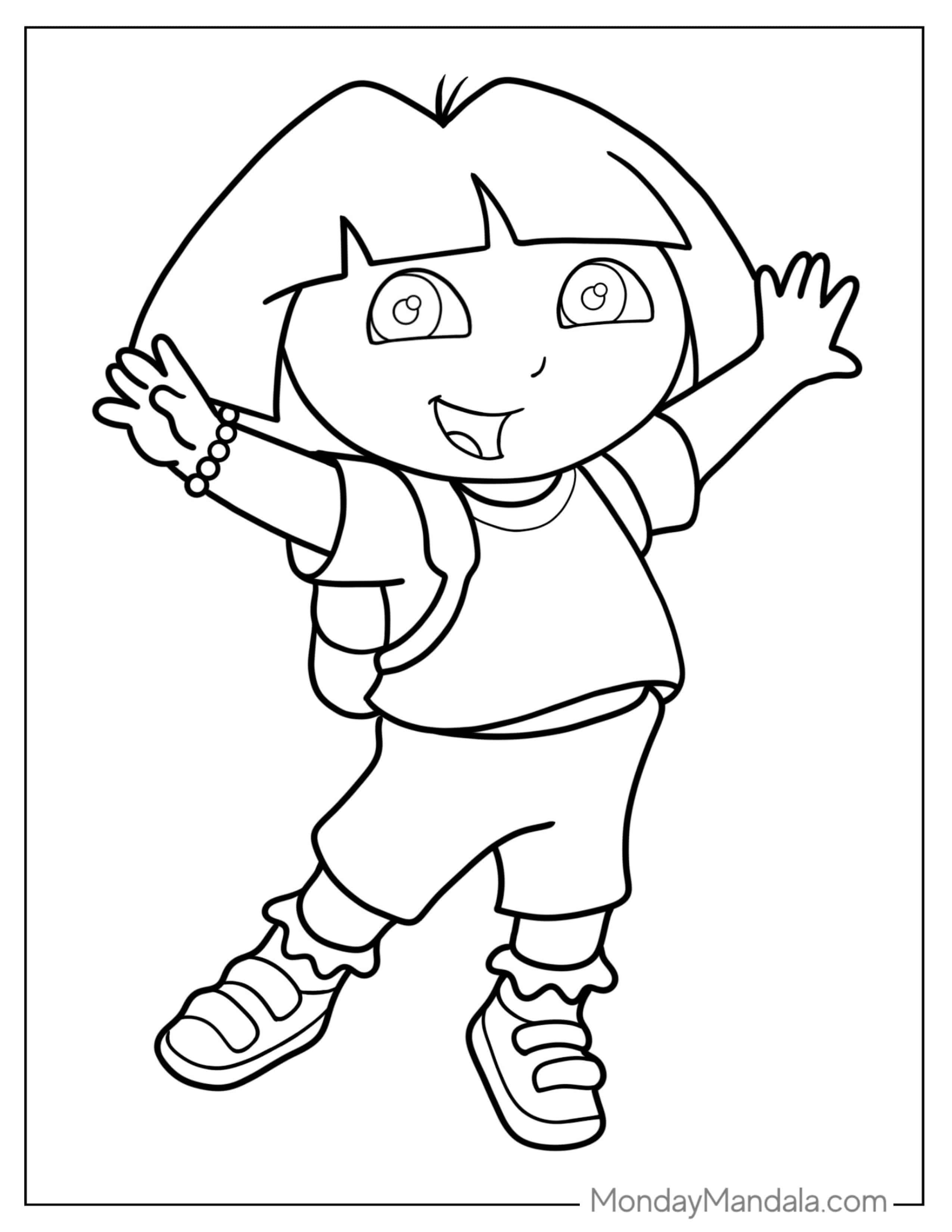 Simple Outline Of Dora For Preschoolers To Color coloring page