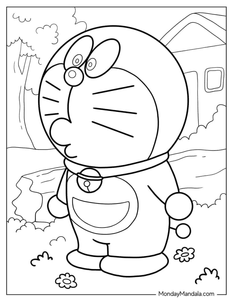 Curious Doraemon Coloring In For Preschoolers coloring page