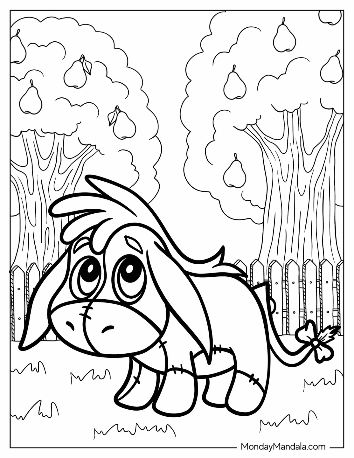 Kawaii Eeyore Coloring Page For Preschoolers coloring page