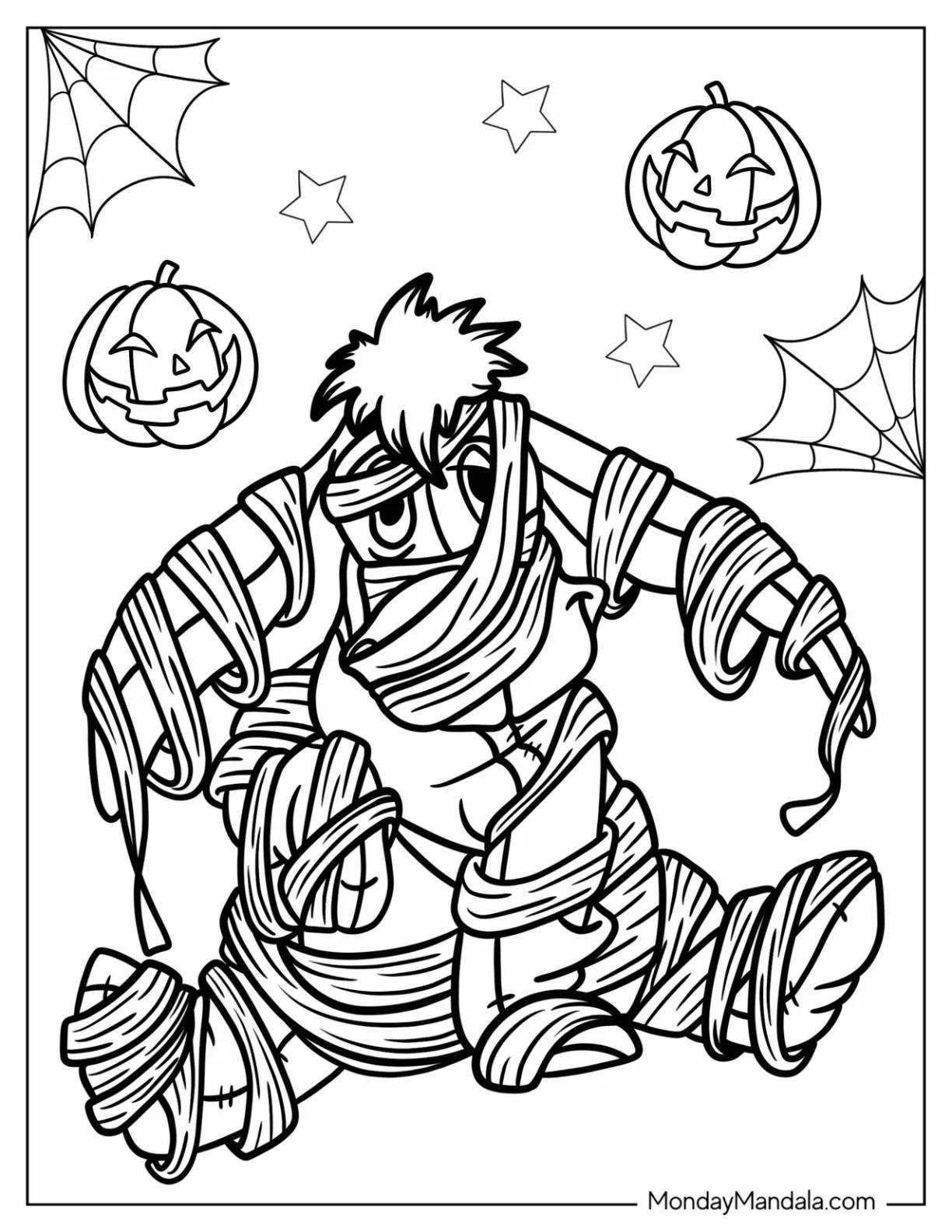 Mummy Eeyore Coloring Page On Halloween coloring page