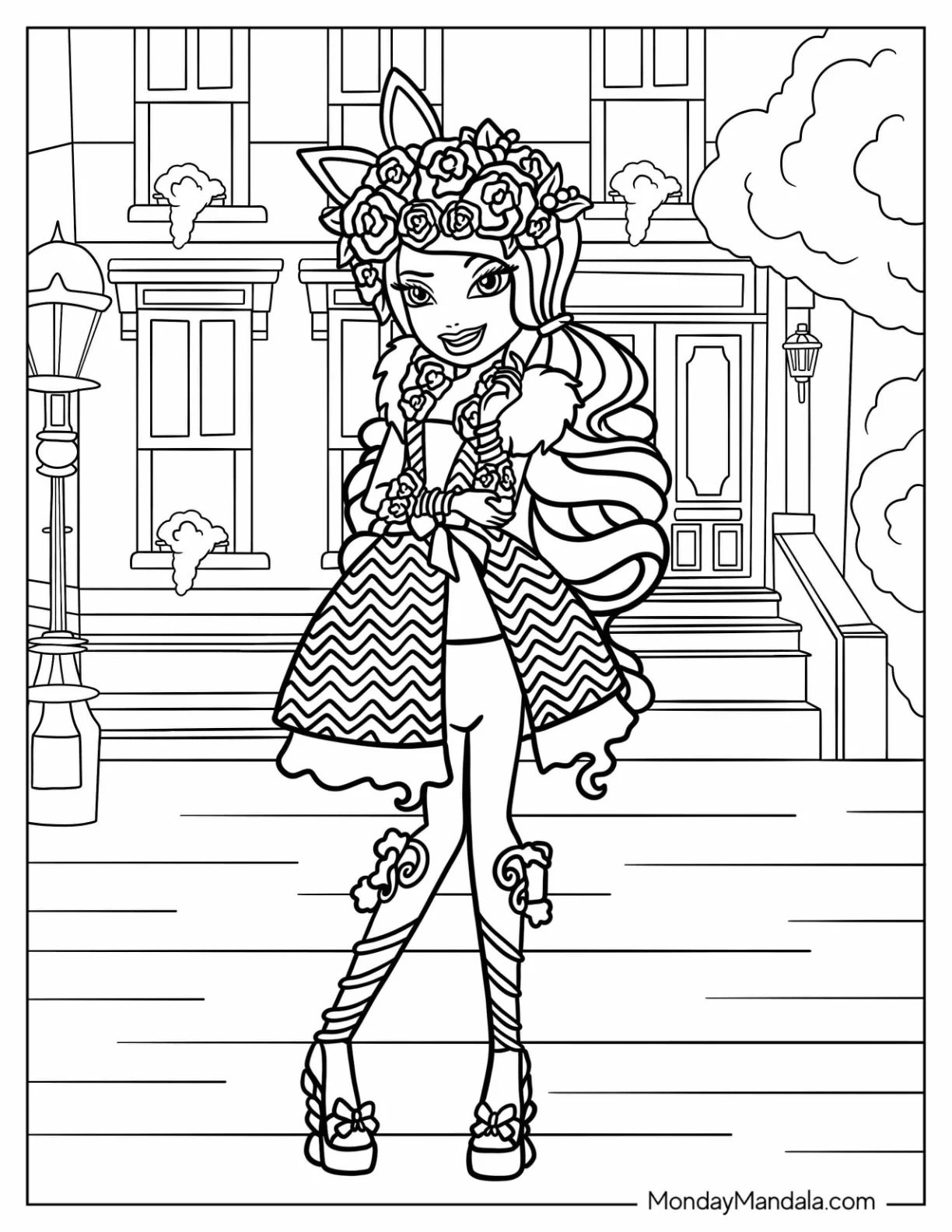 Cute Kitty Cheshire Ever After High Coloring Page For Kids coloring page