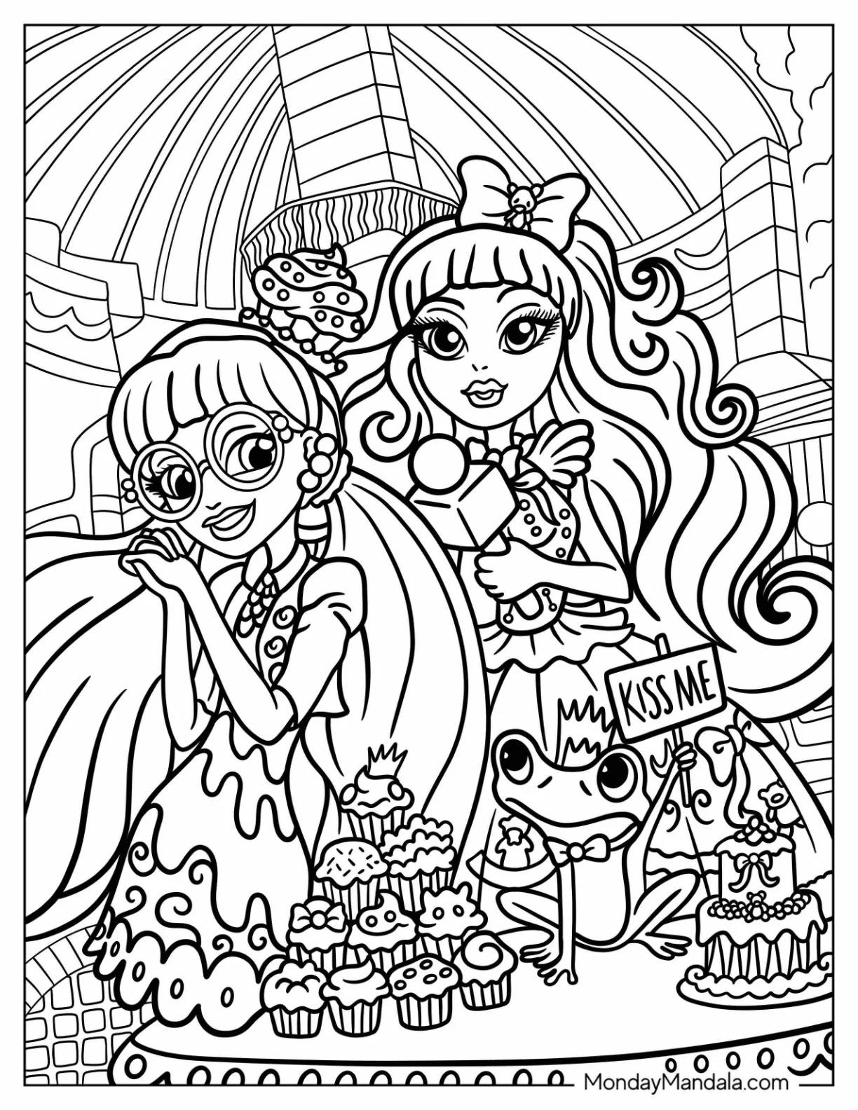 Ginger Breadhouse And Blondie Lockes At Ever After High Coloring Page coloring page