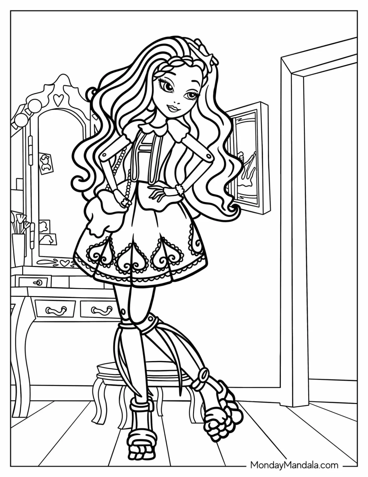 Simple Cedar Wood Outline Ever After High Coloring Page For Kids coloring page