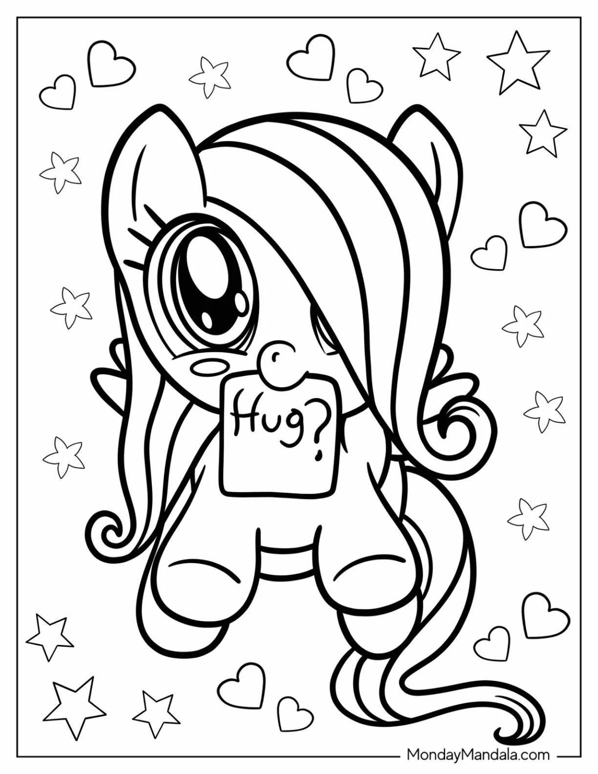 Fluttershy Asking For Hugs Coloring Sheet coloring page