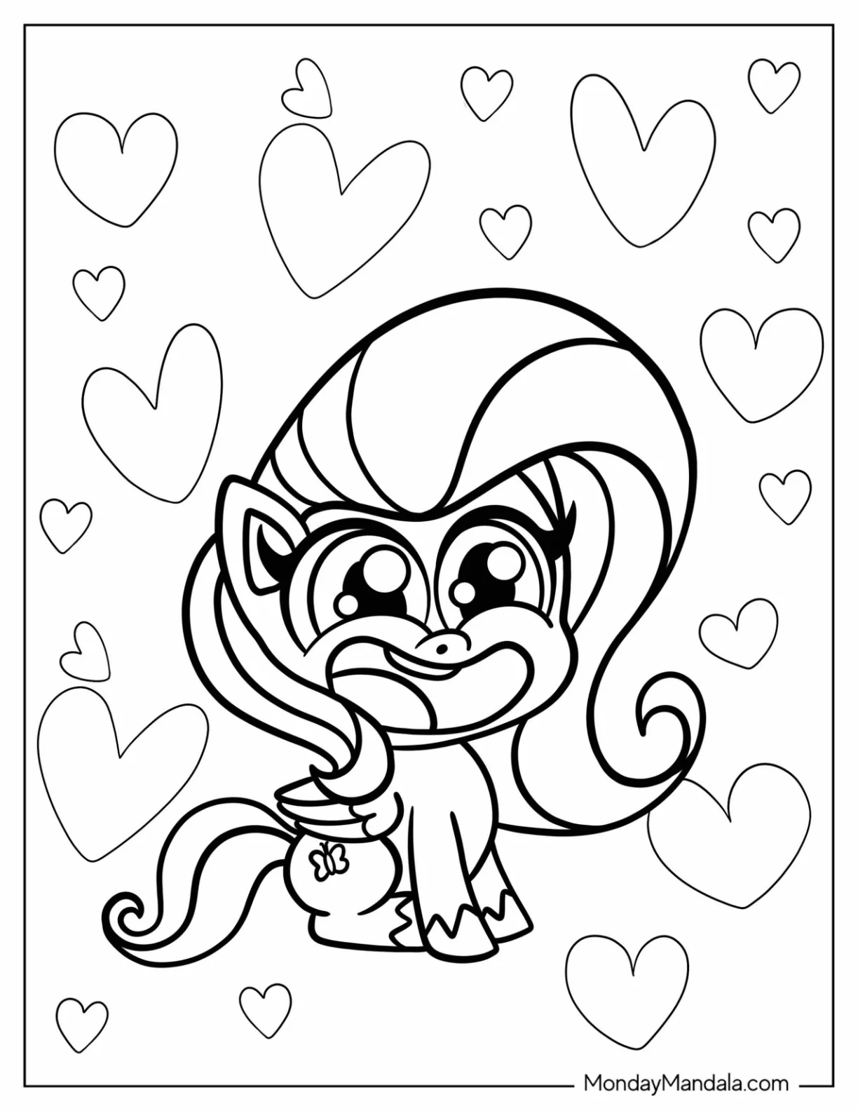 Kawaii Chibi Fluttershy Coloring Sheet For Preschoolers coloring page