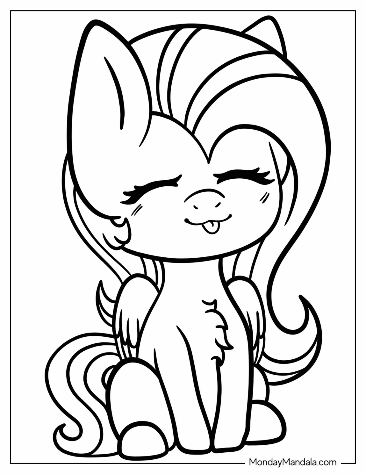 Kawaii Fluttershy Sticking Her Tongue Out coloring page