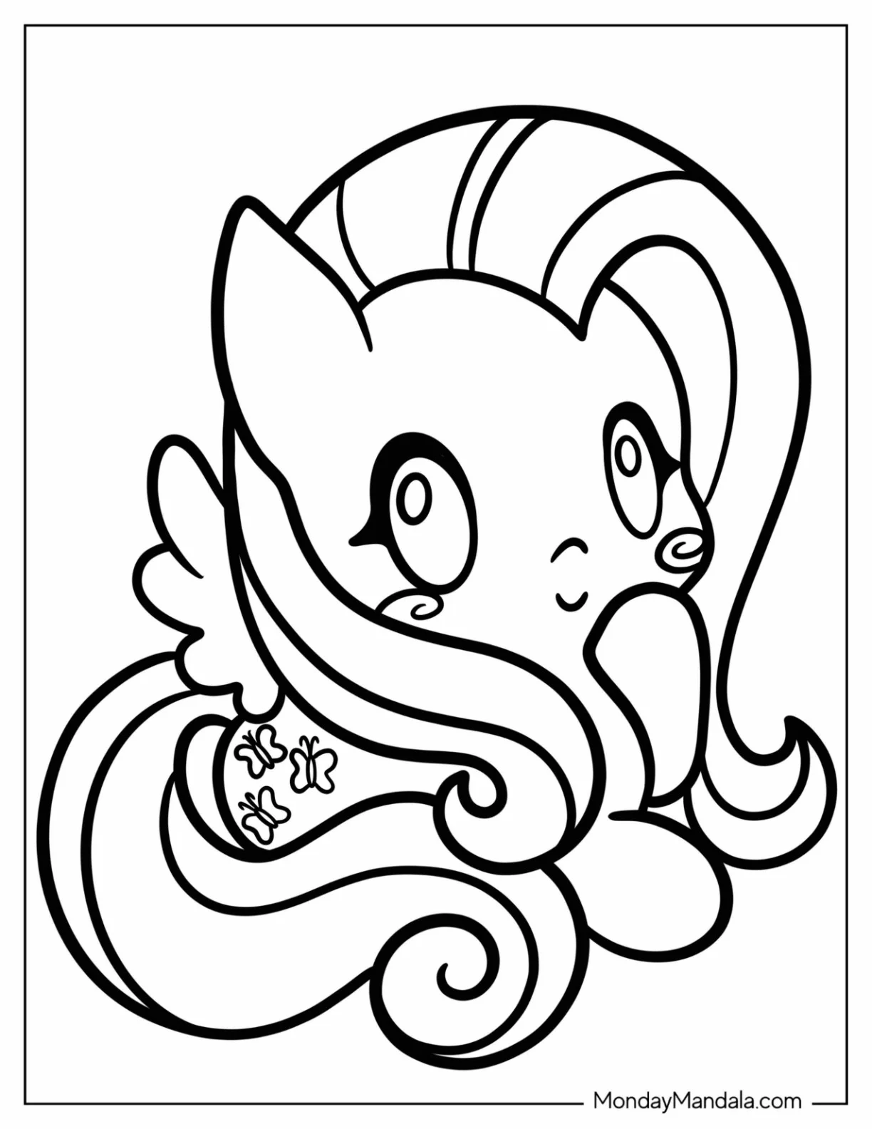 Simple Fluttershy Coloring Sheet For Preschoolers coloring page