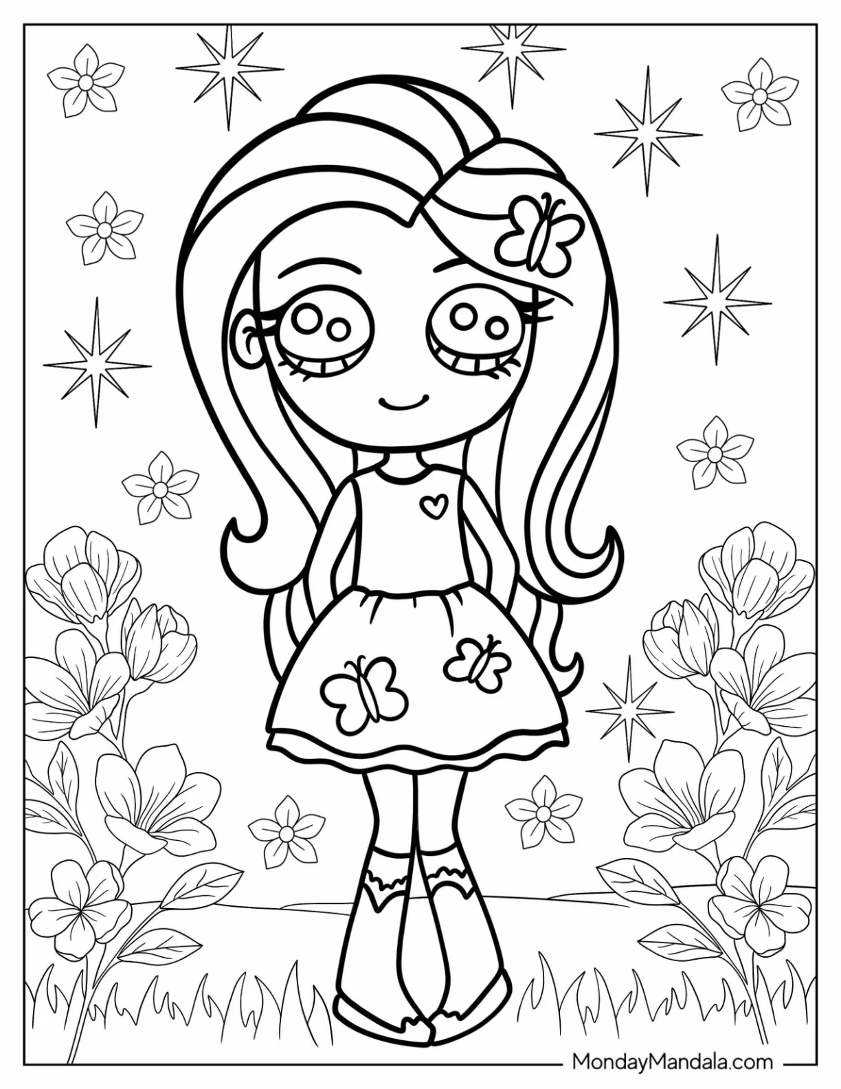 Simple Fluttershy Equestria Girls Coloring Page For Kids coloring page — printable line art