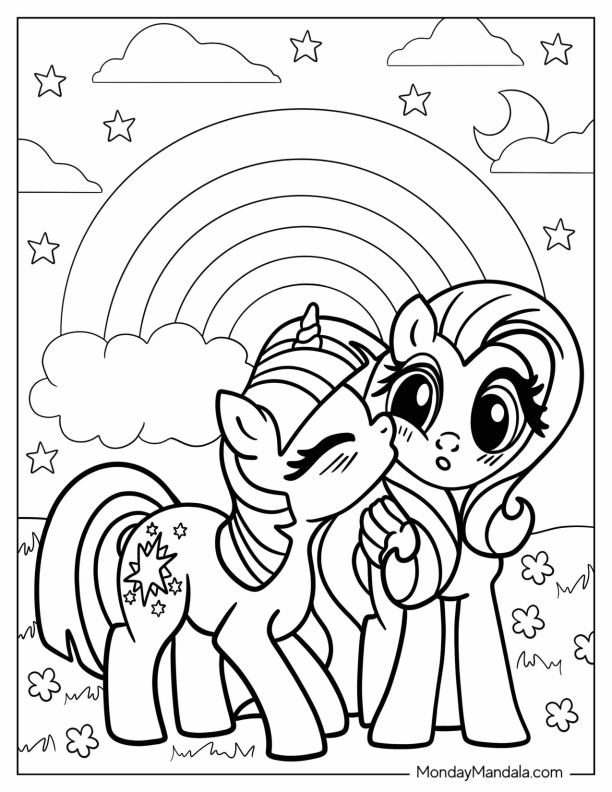 Twilight Spakle Kissing Fluttershy s Cheek coloring page