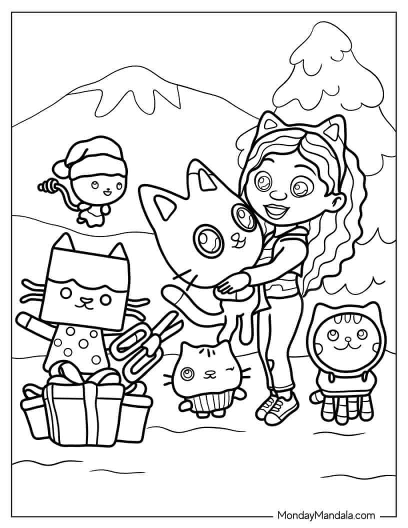 Christmas-Themed Gabby_s Dollhouse Coloring Page coloring page