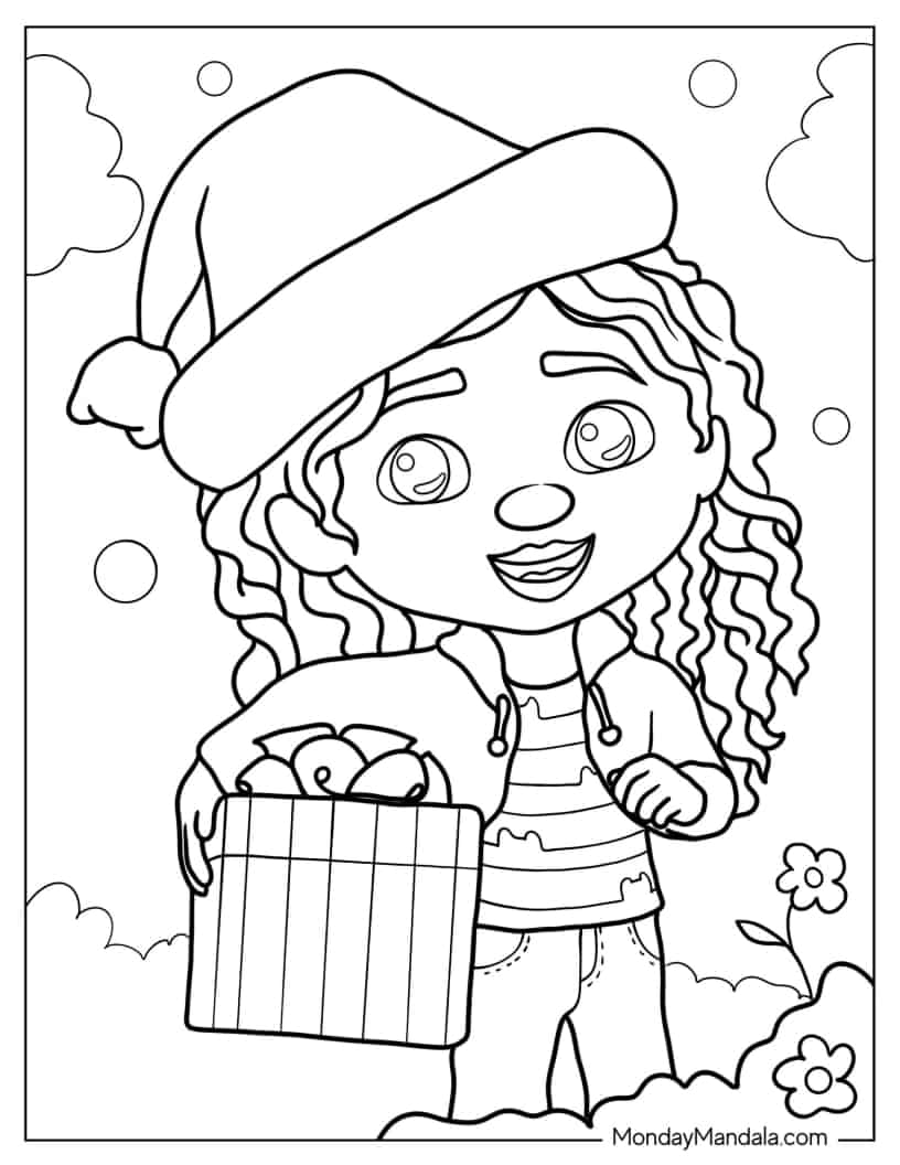 Coloring Page Of Gabby Holding Christmas Present coloring page