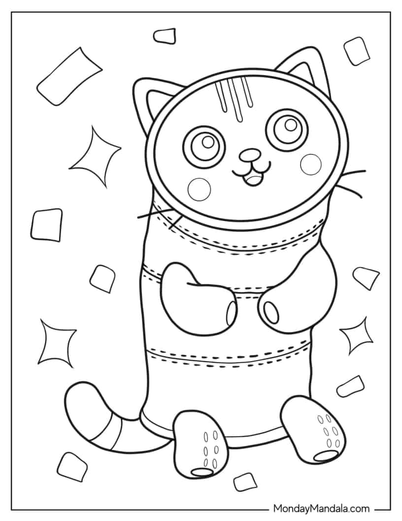 Cute Pillow Cat Coloring Sheet For Preschoolers coloring page