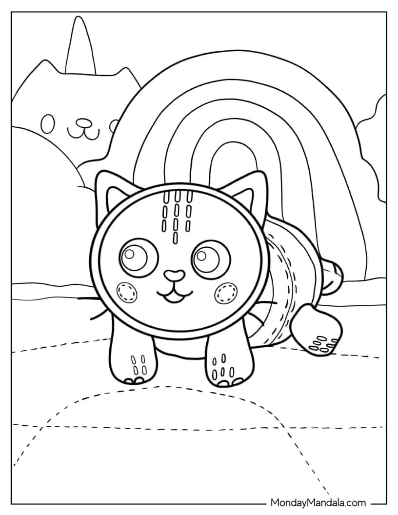 Cute Pillow Cat Outline For Kids coloring page