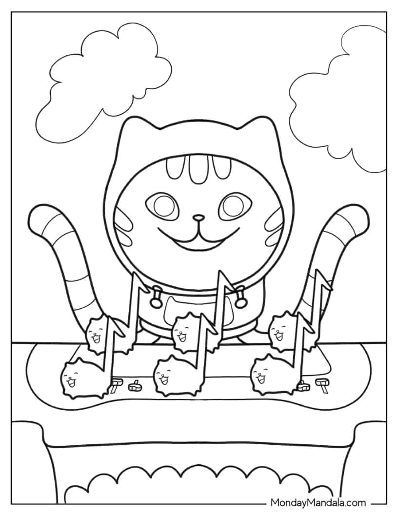 DJ Catnip Playing Music coloring page
