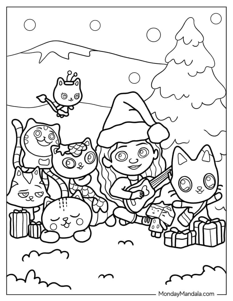 Gabby_s Dollhouse Celebrating Christmas To Color coloring page