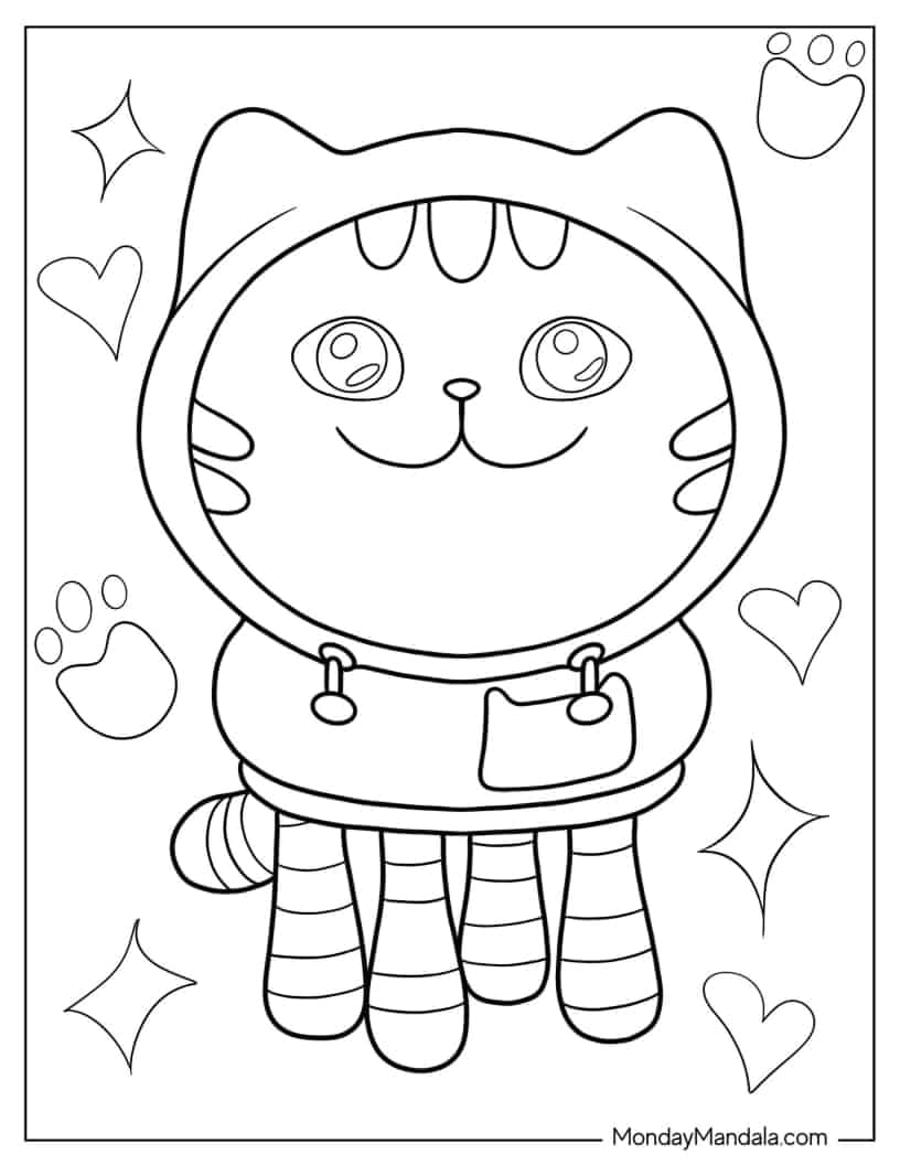 Kawaii DJ Catnip Coloring In For Kids coloring page