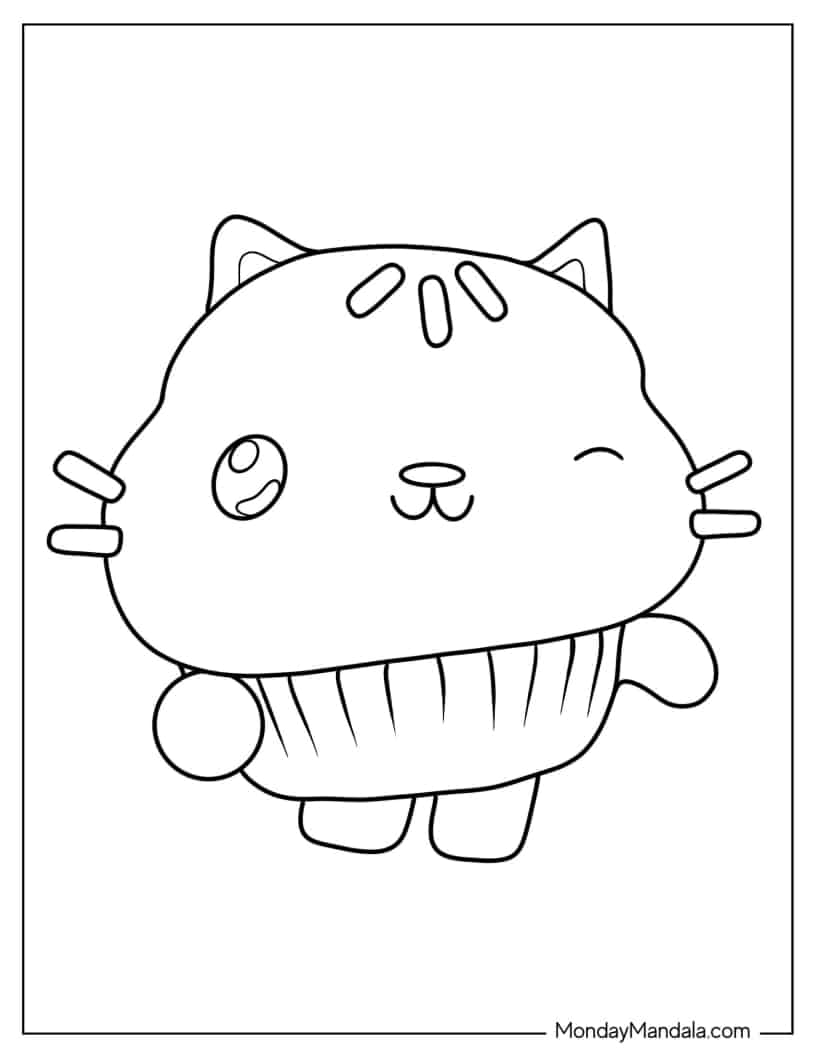 Outline Of Cakey Cat Coloring Sheet coloring page