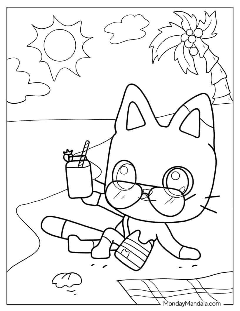 Pandy Relaxing In The Beach coloring page