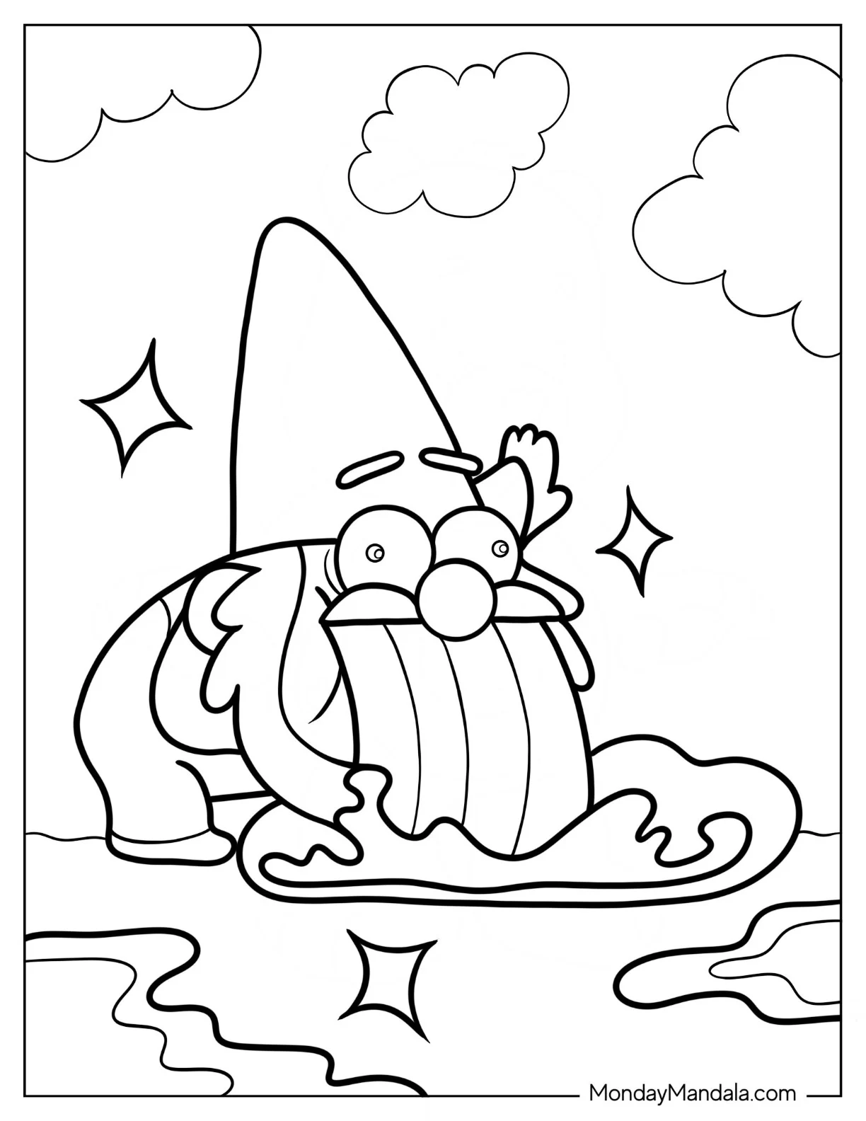 Gnome Throwing Up Rainbow coloring page