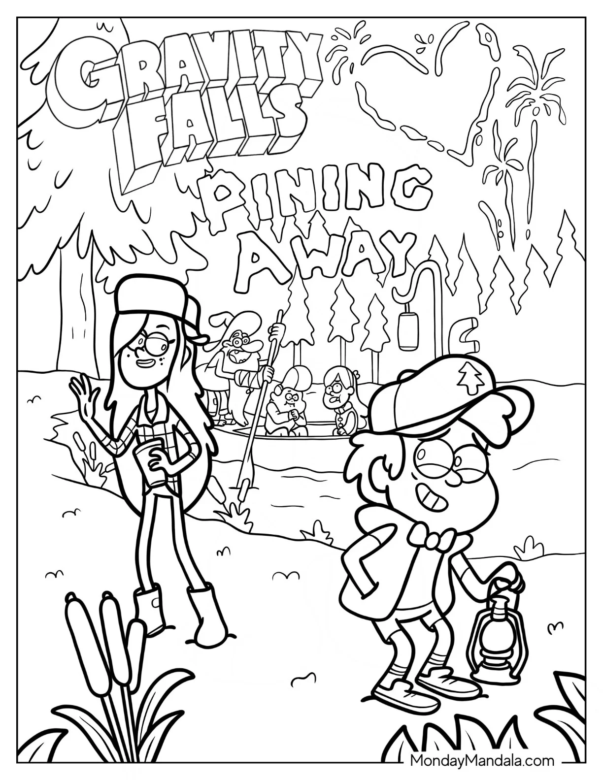 Gravity Falls Pining Away Poster With Connor And Dipper coloring page