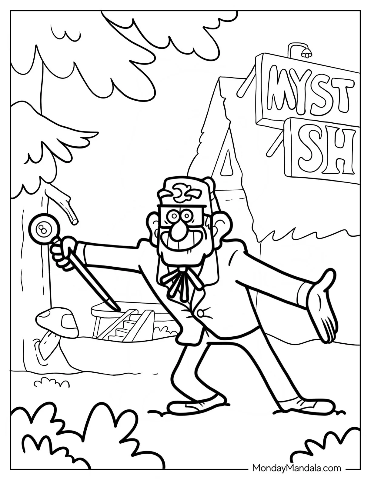 Grunkle Stan Pines In Gravity Falls Coloring Page coloring page