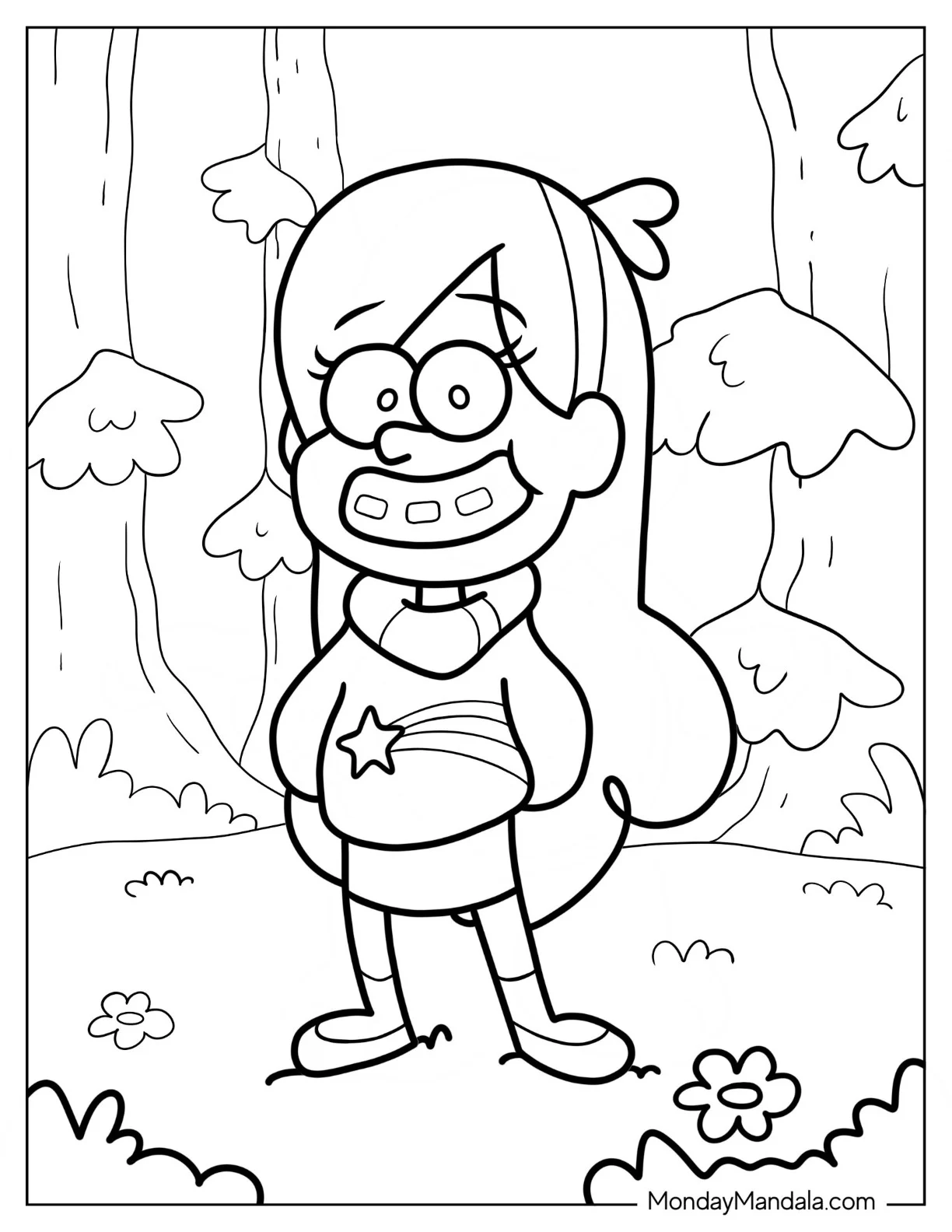 Mabel Pines With A Big Smile Coloring Page coloring page