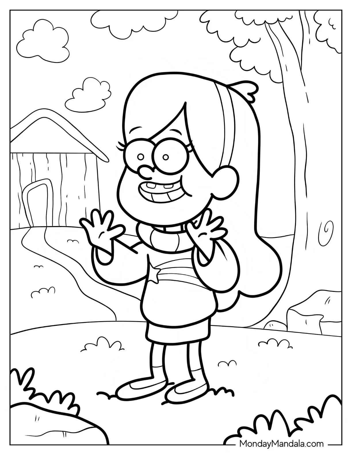 Simple Mabel Pines Outline Coloring Sheet For Kids coloring page