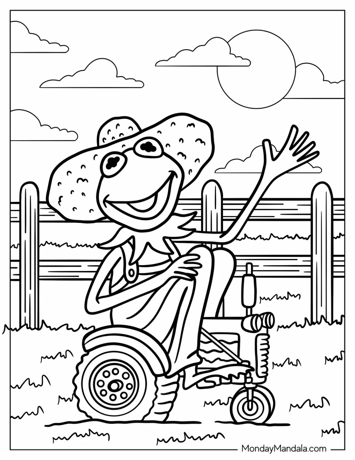Kermit The Frog Coloring Page Mowing The Lawn coloring page