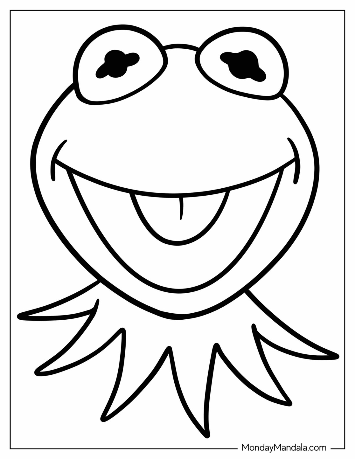 Kermit The Frog Coloring Page The Frog Smiling Face Outline coloring page