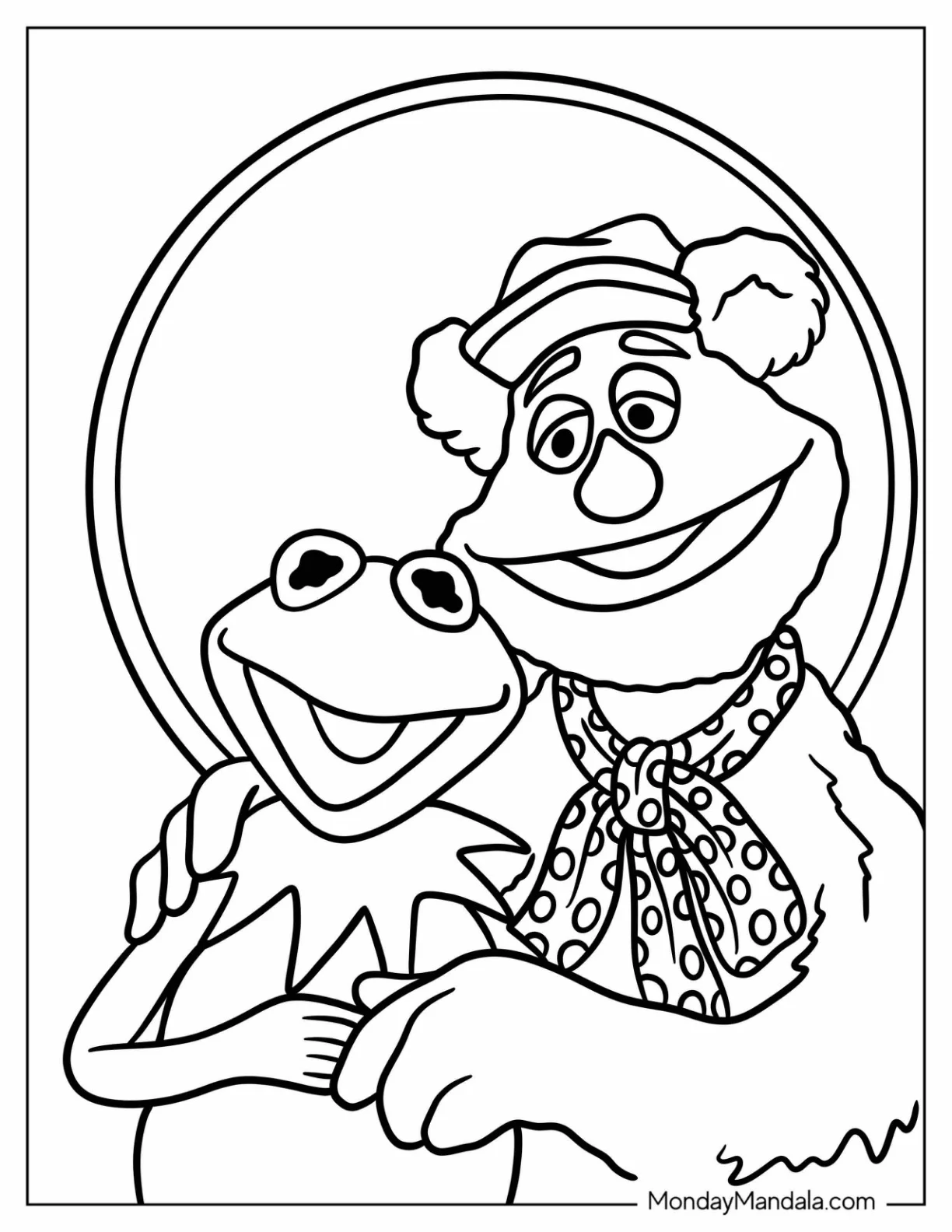 Kermit The Frog Coloring Page The Frog With Fozzie Bear coloring page