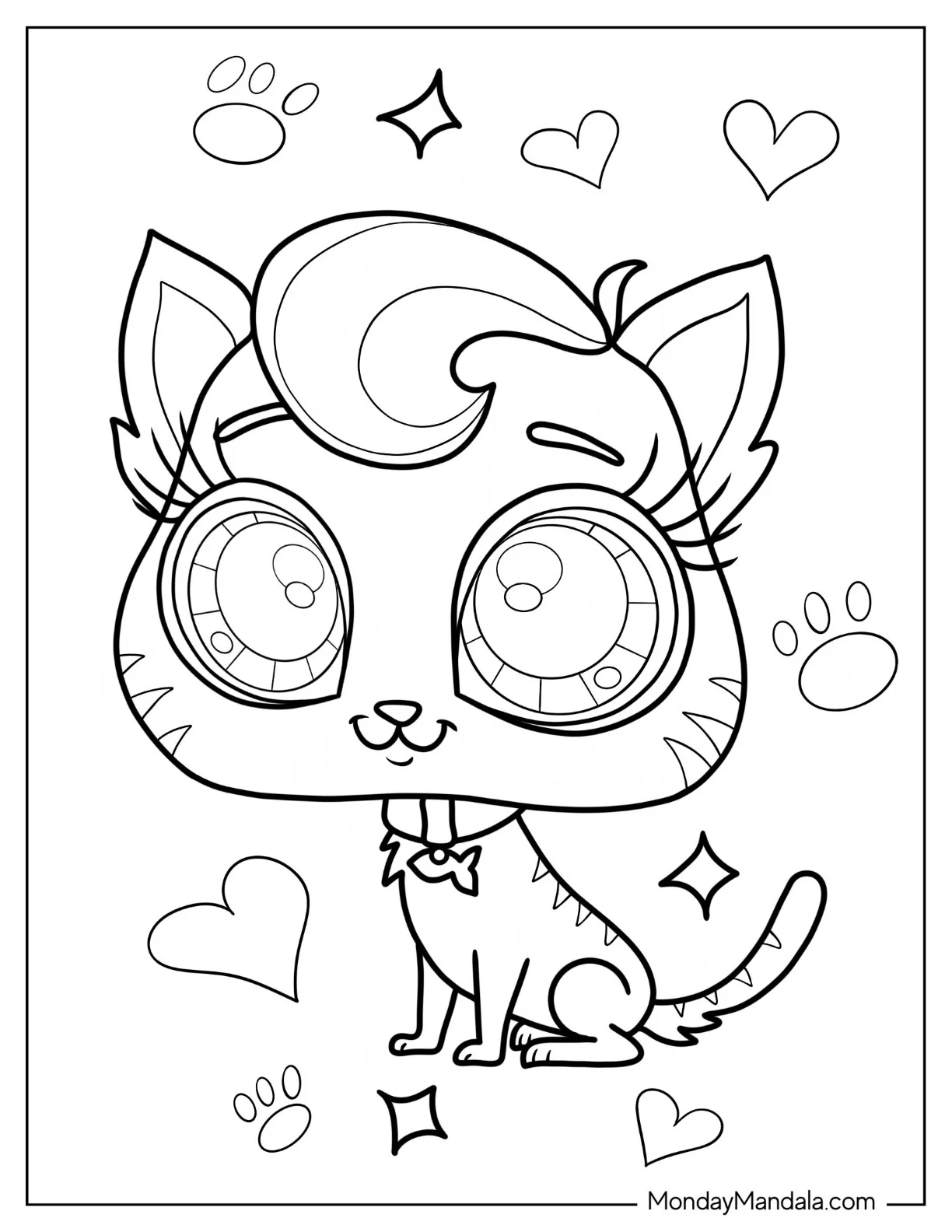 Kawaii Meow Meow Littlest Pet Shop Coloring Page For Preschoolers coloring page — printable line art