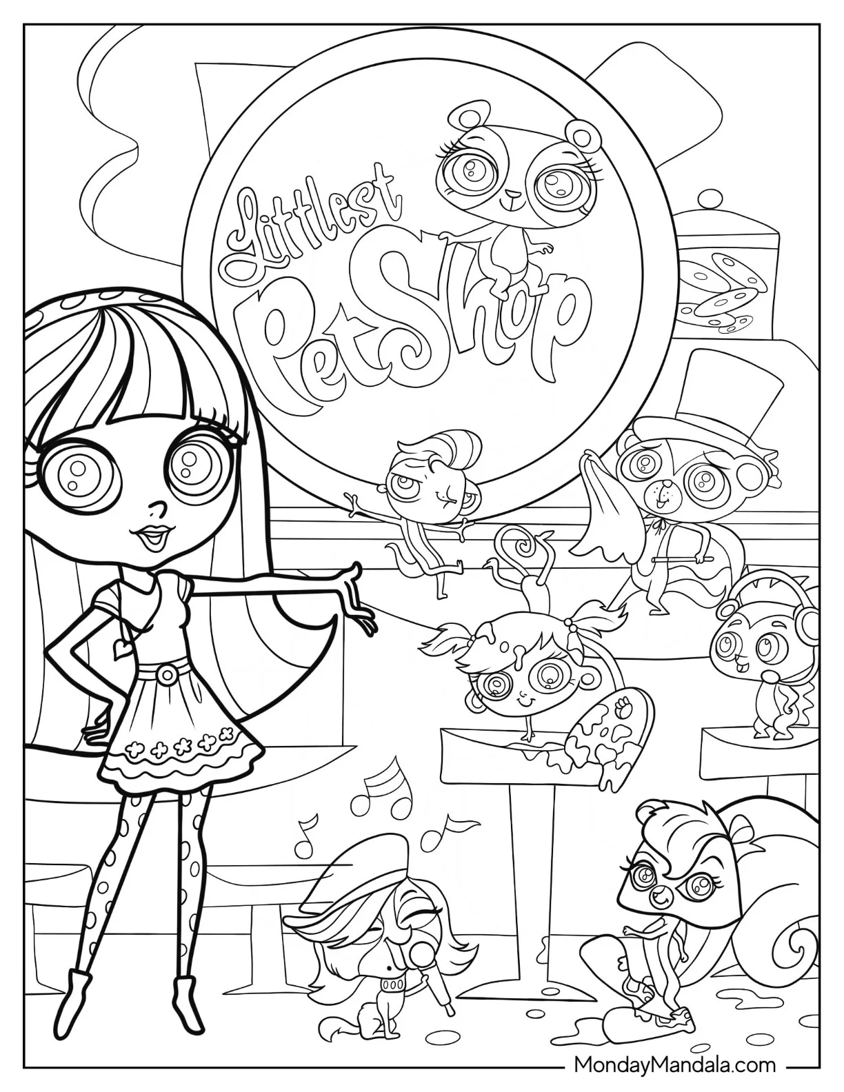 Littlest Pet Shop Coloring Page Logo With Blythe Baxter coloring page