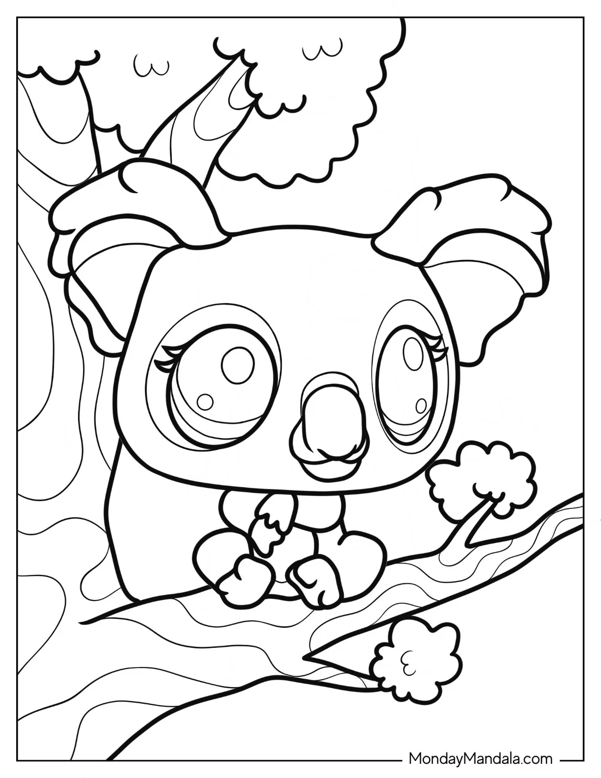 Littlest Pet Shop Coloring Page Of Koala On A Tree coloring page