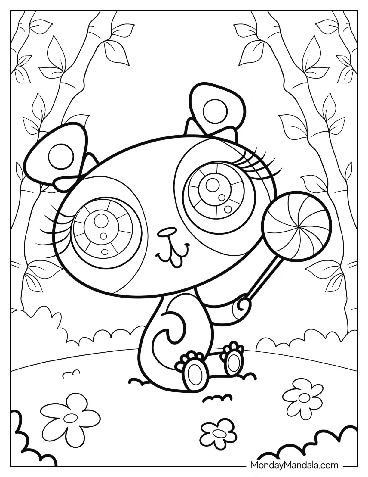 Littlest Pet Shop Coloring Page Of Penny Ling Holding Lollipop coloring page